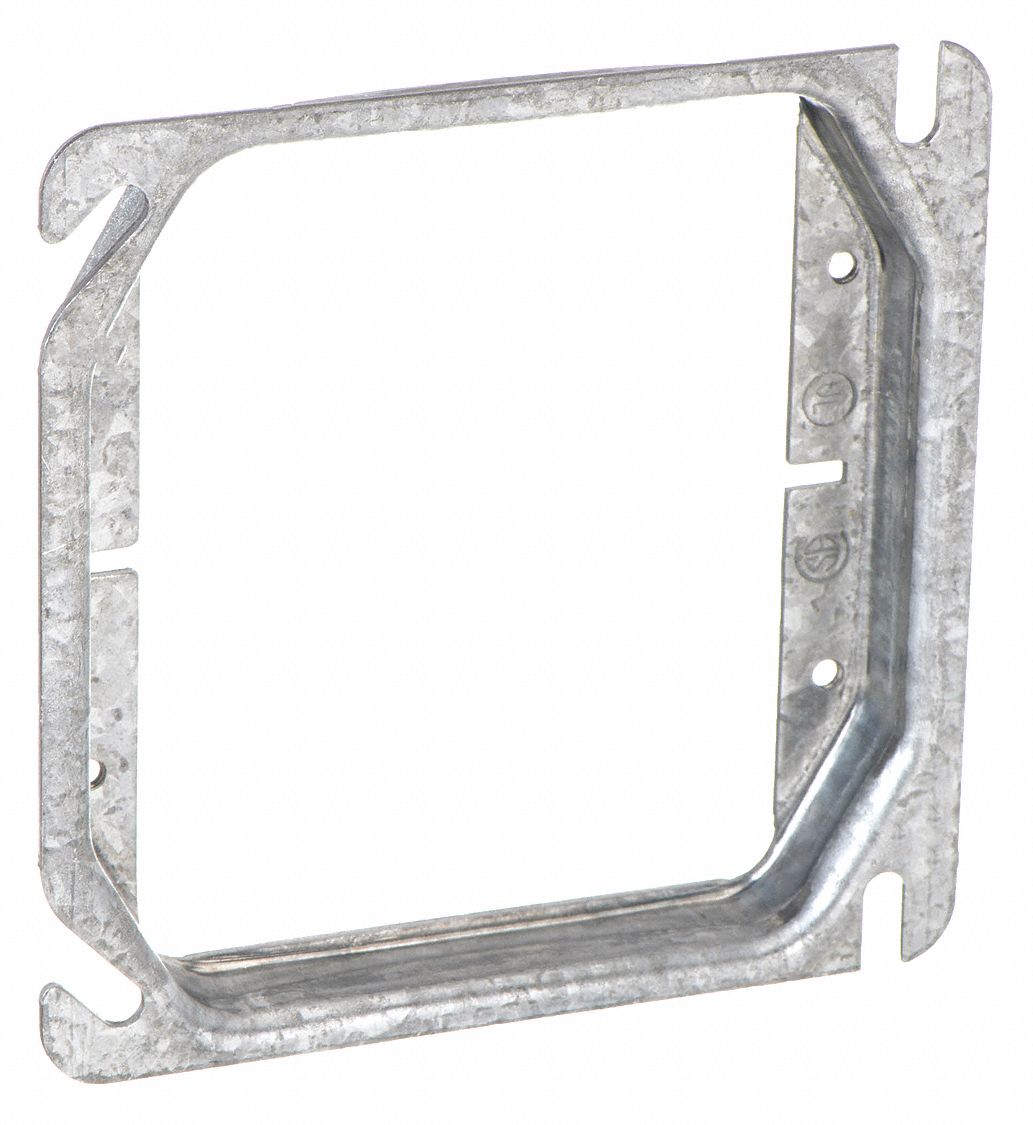 PLASTER RING, ⅝ IN RAISED H, STEEL, 0.63 IN OVERALL L, 4 IN OVERALL W