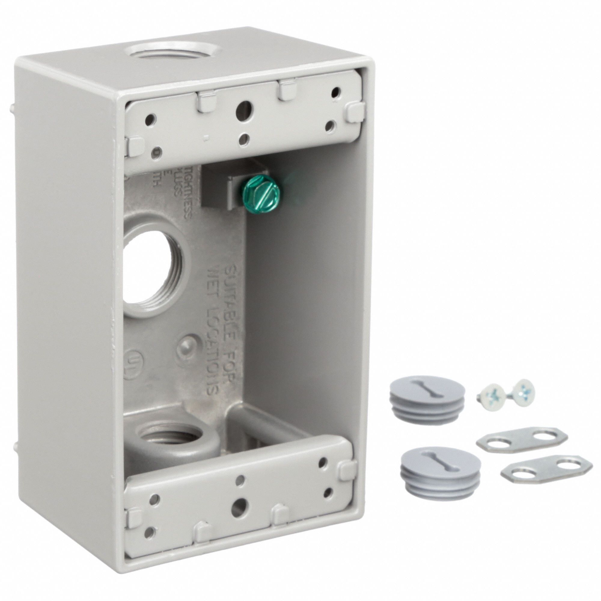 BELL Weatherproof Electrical Box 1 Gangs, 1/2 in Hub Size, 3 Inlets, 4.5 in Lg, 2.75 in Wd, 2