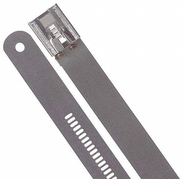 CABLE TIE, 24 IN L, 7½ IN MAX BUNDLE, 0.47 IN W, SILVER, 100 PK