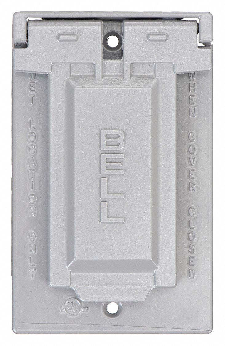 WEATHERPROOF COVER, DIE-CAST ZINC, OUTDOOR RECEPTACLES, 1 GANG, 4 9/16 IN OVERALL H, 3R, GREY