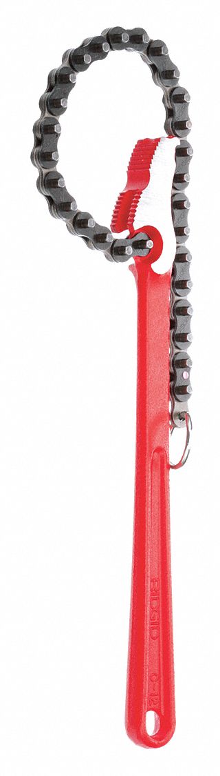 CHAIN WRENCH, FOR 4 IN OUTSIDE DIA, 15¾ IN CHAIN L, 12 IN HANDLE L, ALLOY STEEL, STEEL