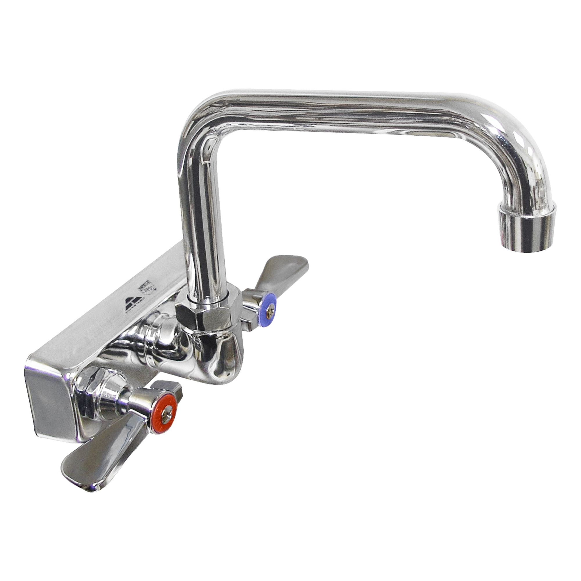 Gooseneck Kitchen Faucet: Heavy Duty, Brass, Centerset, Wall, 2 Mounting Holes, Chrome