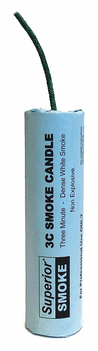 Smoke Candle: 3 min, 40,000 Volume (Cu.-Ft.), 1 1/2 in Dia., 5 in Lg, 12 PK