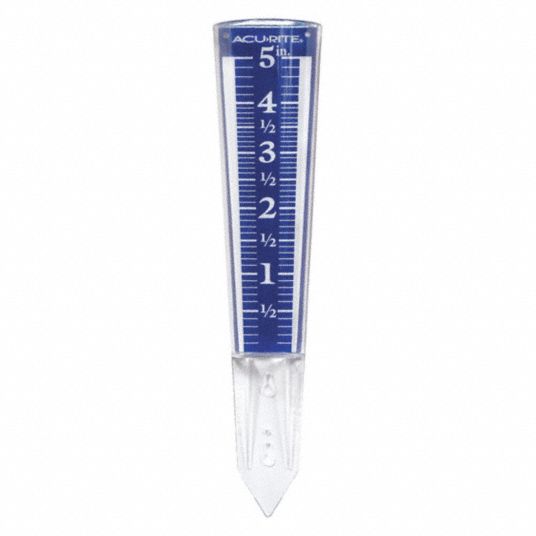 GRAINGER APPROVED Rain Gauge: Rain Gauge Only, 5 in Max. Rain, Wall-Mount/Ground, 2 in Post