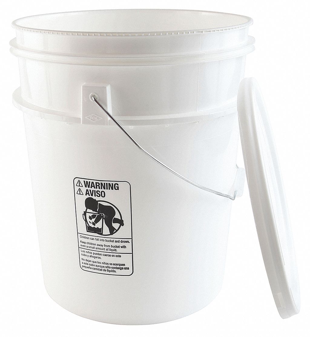 Chemical Resistant Pail Tapered, 14 2/5 in Height, HDPE - Grainger