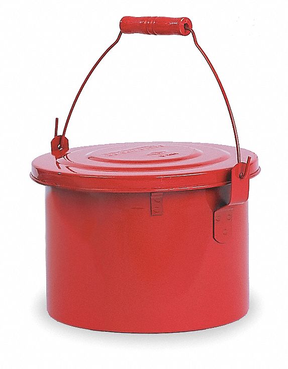 BENCH CAN, 1 GAL, RED, GALVANIZED STEEL, 6½ IN H, 8 IN OUTSIDE DIAMETER, POWDER COATED