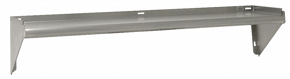 WALL SHELF, 36 IN X 11 IN X 9 IN, 11 IN X 11 IN, 60 LB LOAD CAPACITY, ALUMINUM, SATIN