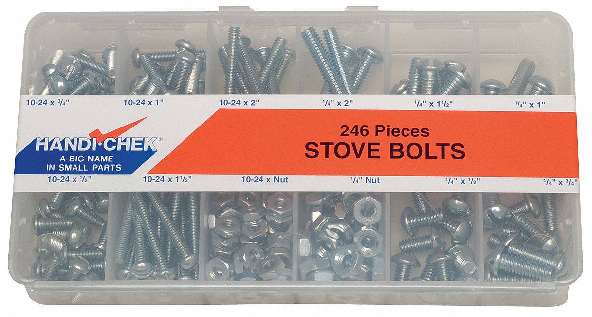 Itw Bee Leitzke Stove Bolt Assortment Steel Zinc Plated Round Slotted Inch 3knk9wwg Disp 