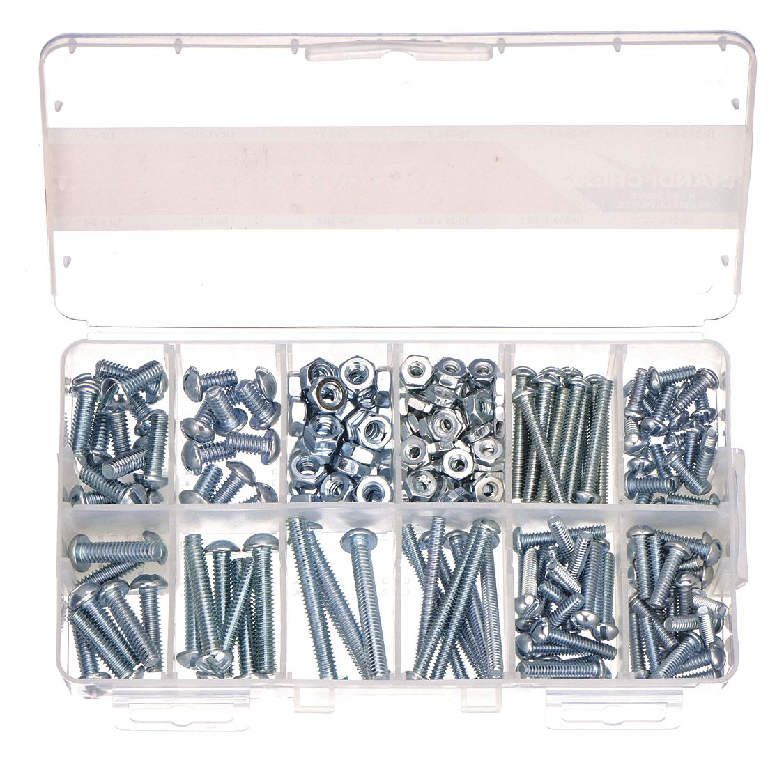 Bolt Assort, Slotted, 246pcs, Zinc Plated