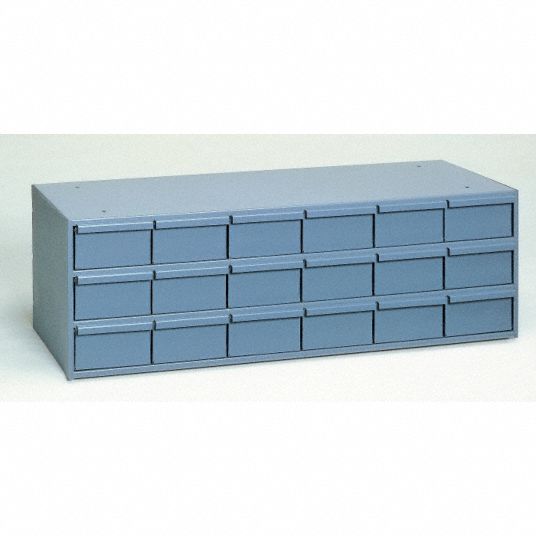 Durham Mfg Steel Drawer Bin Cabinet 33 34 Inw X 11 12 Ind X 10 34 Inh 18 Drawers Gray