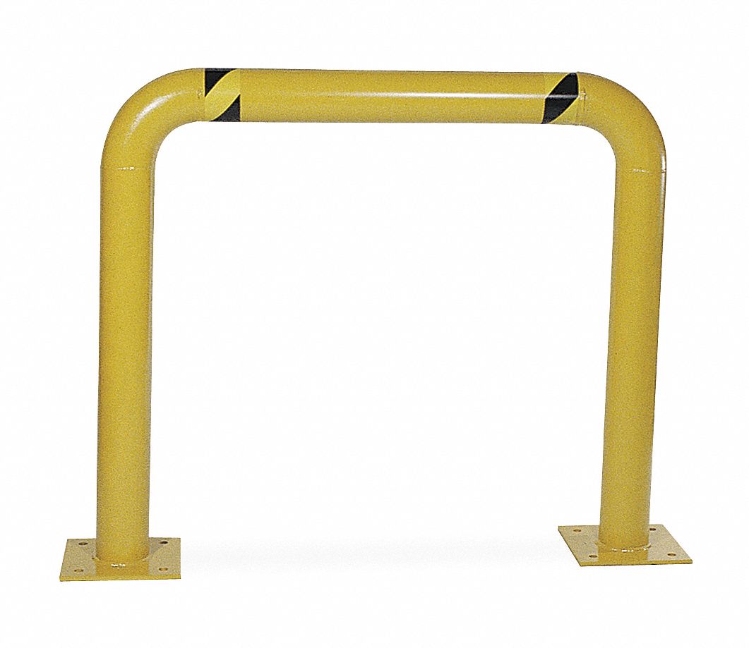 GRAINGER APPROVED Safety Yellow, Steel, Machine Guard, Floor Mounted Guard Rail Mounting Style