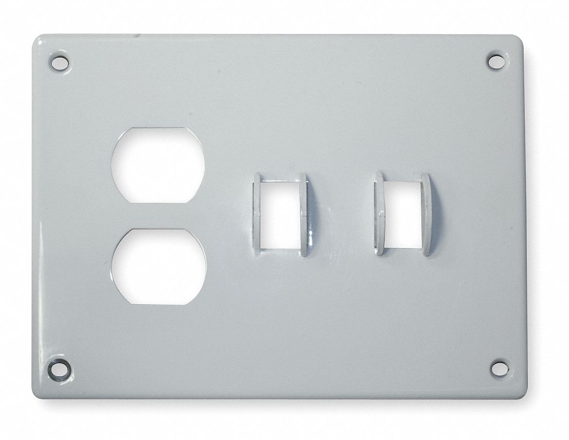 TOGGLE SWITCH/DUPLEX RECEPTACLE WALL PLATE, COMBO, ZINC-PLATED STEEL, WHITE, 1 OUTLET OPENING