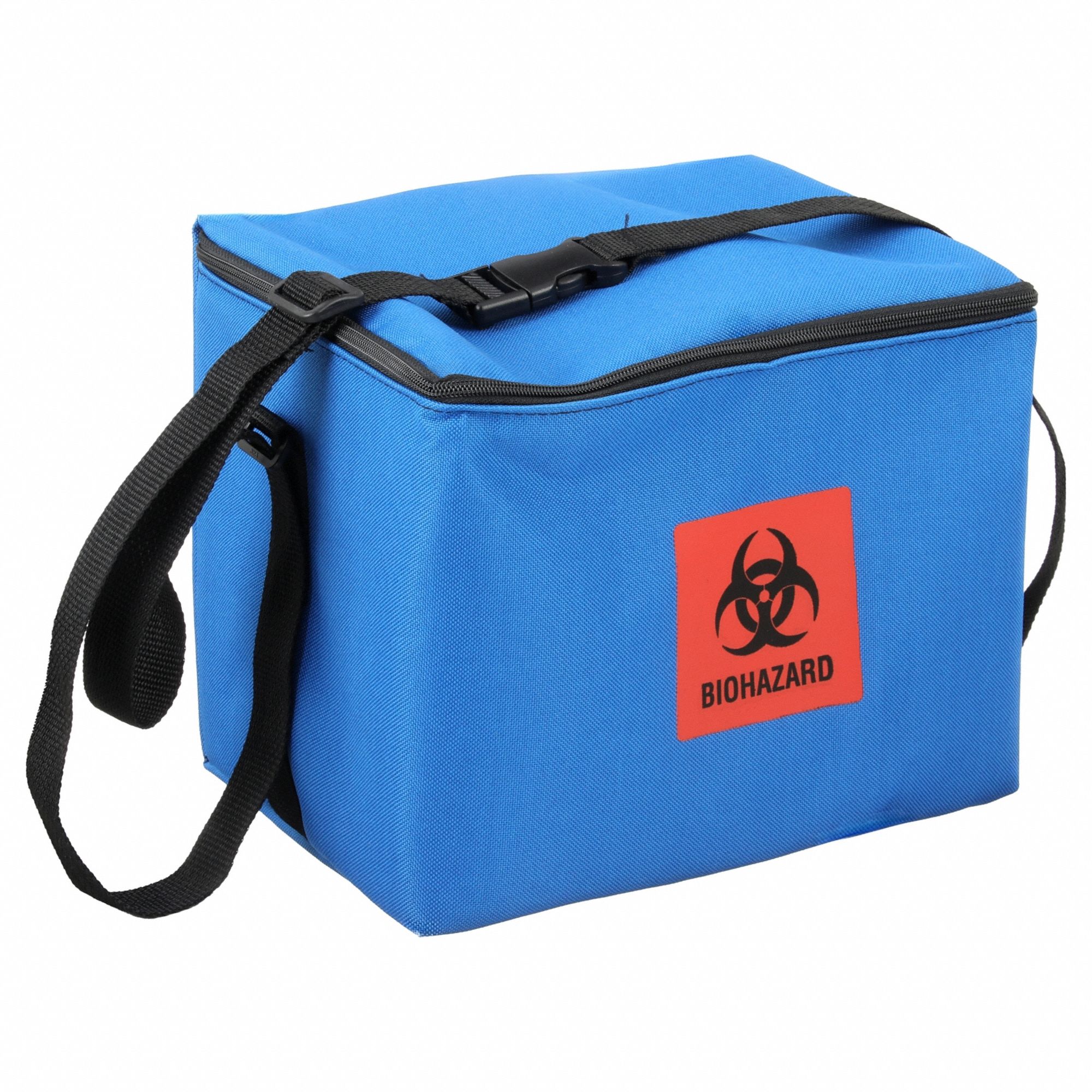 Medical Transfer Tote: 10 3/4 in Overall Lg, 7 3/4 in Overall Wd, 8 1/2 in Overall Ht, Nylon, Blue