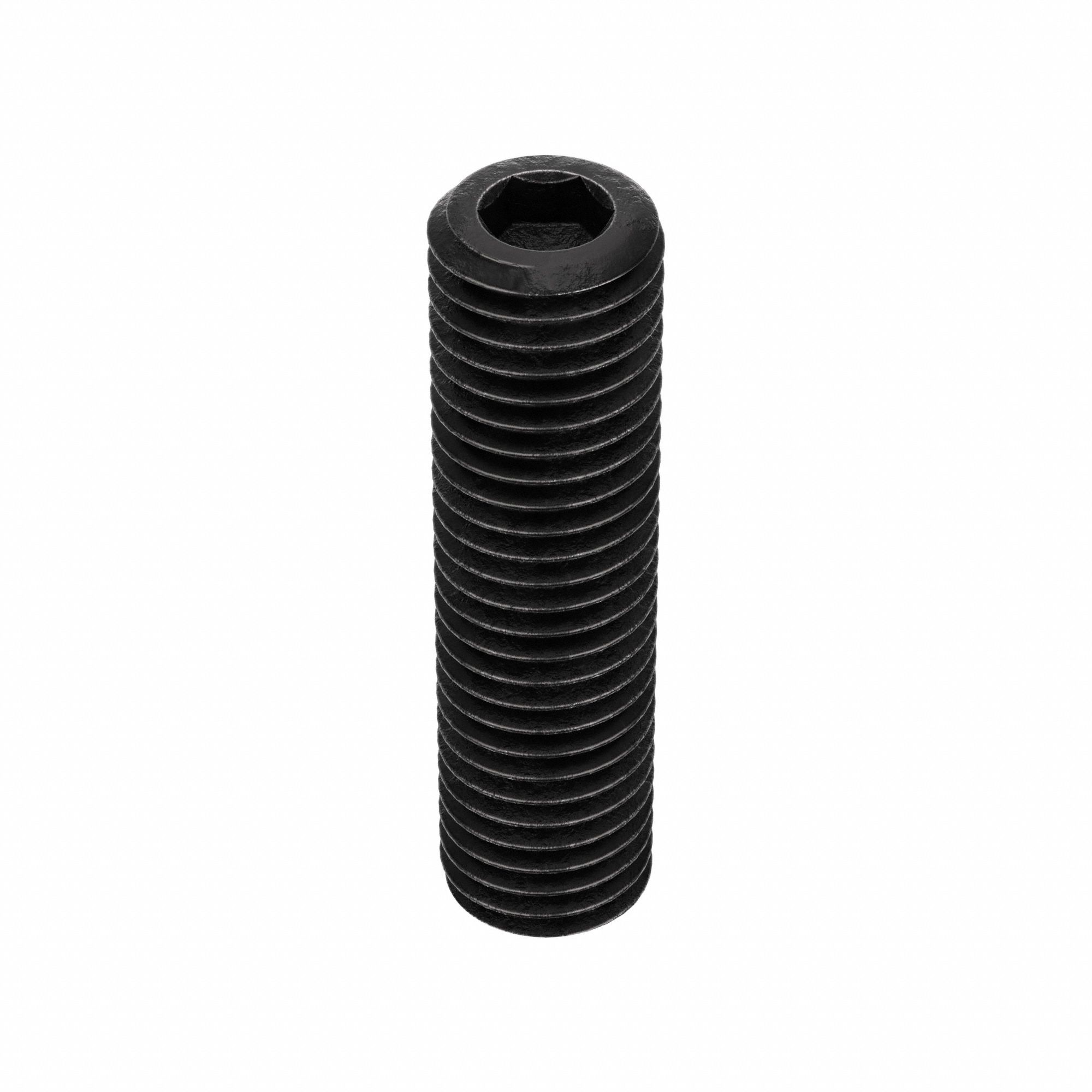 Socket Set Screw: 1/4"-28 Thread Size, 1 in Overall Lg, Cup pt, Alloy Steel, Black Oxide, 100 PK