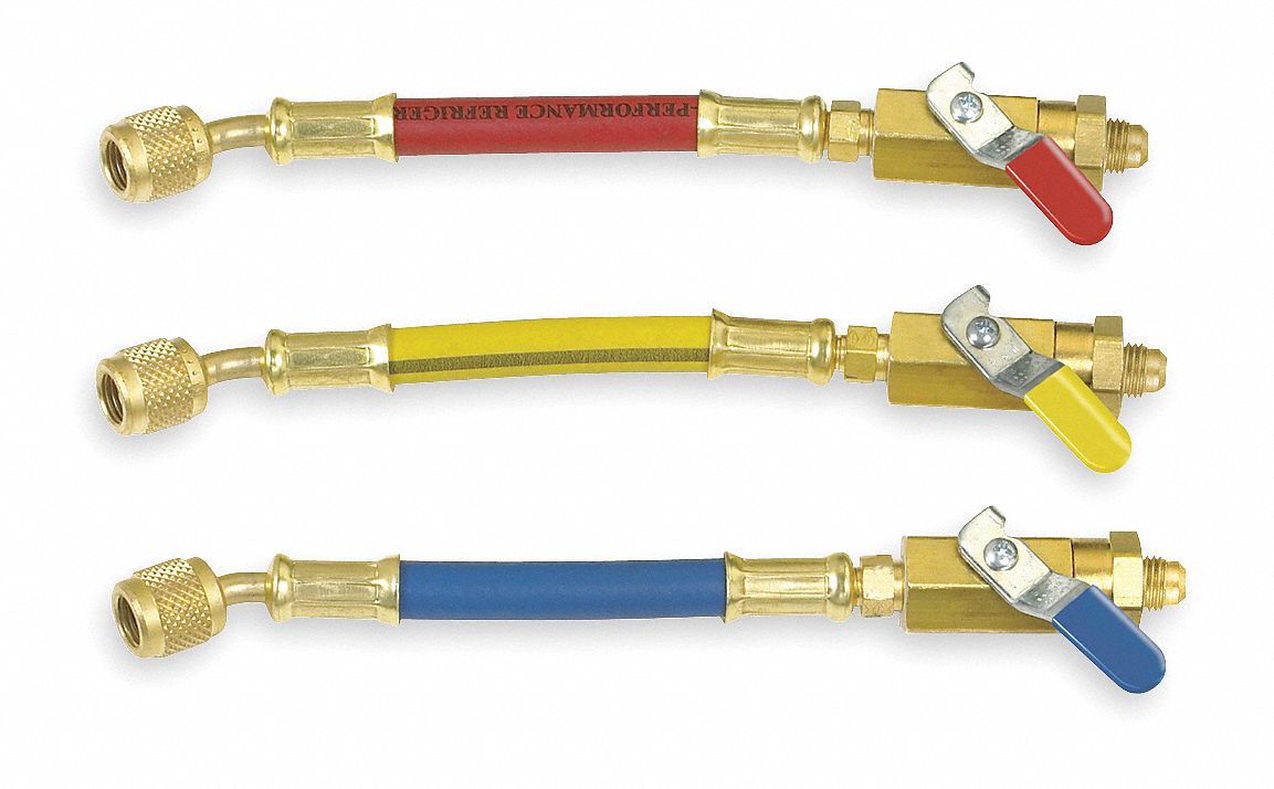 3KU69 - Ball Valve Hose Set 6 In Red Yellow Blue