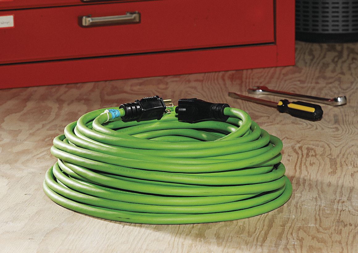 Extension Cord, Outdoor, 15, Number of Outlets 1, Green Grainger