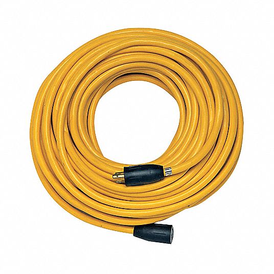 Extension Cord, Outdoor, 15, 125V AC, Number of Outlets 1, Yellow - Grainger