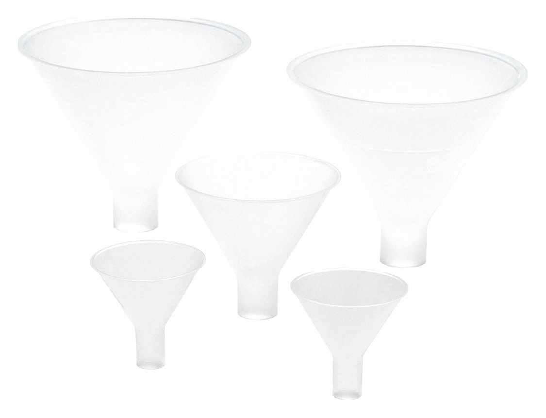 POWDER FUNNEL, PLASTIC, POLYPROPYLENE, AUTOCLAVABLE, WHITE, FUNNEL SET, 6PK