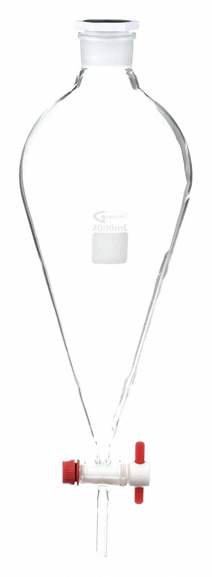 SEPARATORY FUNNEL, GLASS, 67.62 FL OZ CAPACITY, 2 L CAPACITY, GLASS, BOROSILICATE GLASS