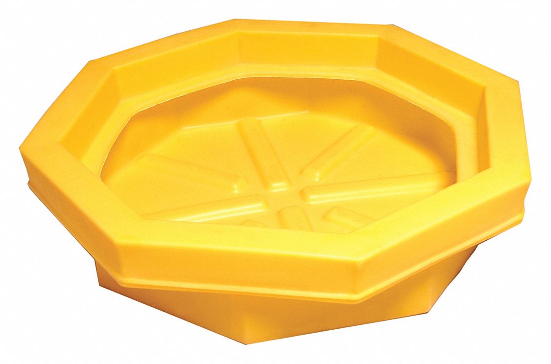 Spill Containment Tray: 22.8 gal Spill Capacity, 8 1/8 in Ht, 32 in x 32 in, Yellow