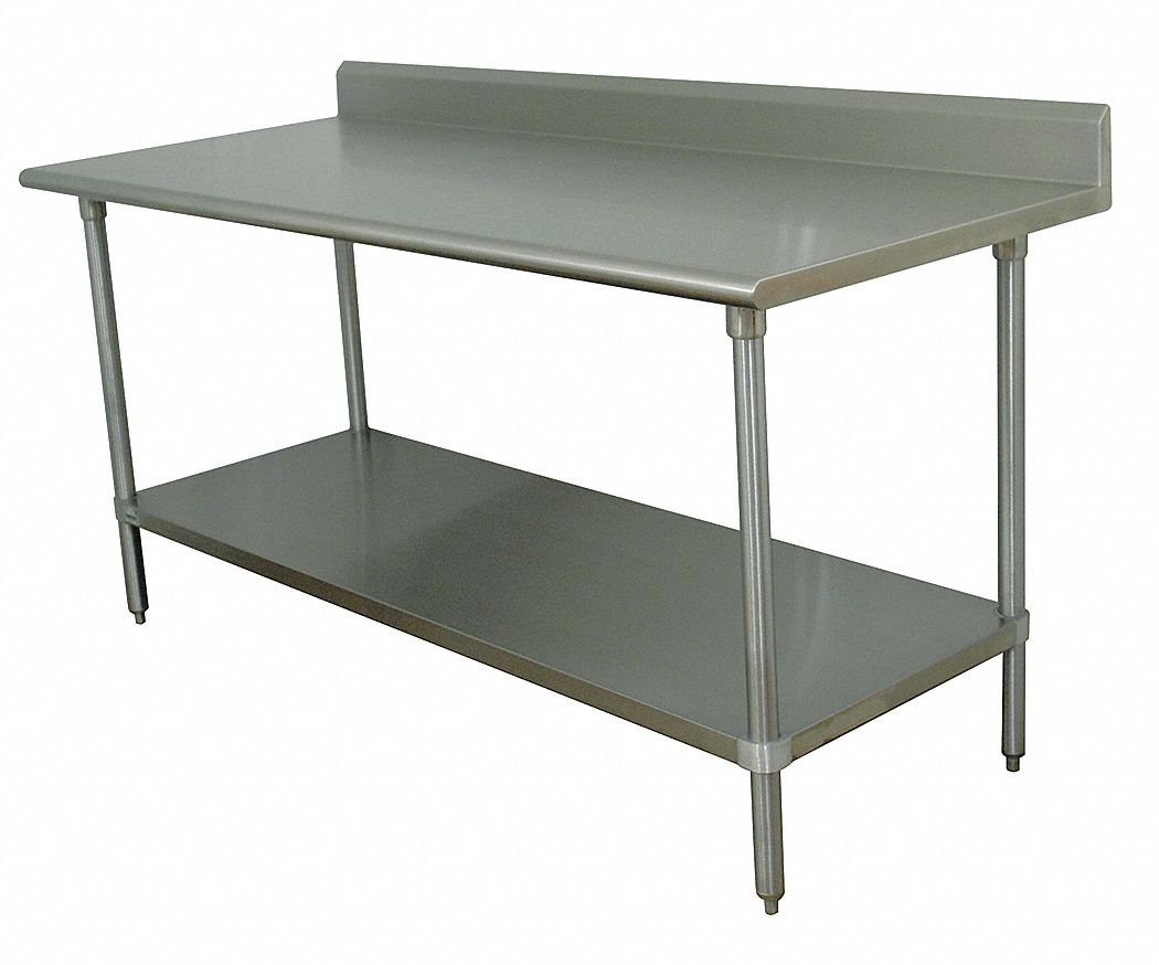 Fixed Height Work Table, Stainless Steel, 30 in Depth, 35 1/2 in Height ...