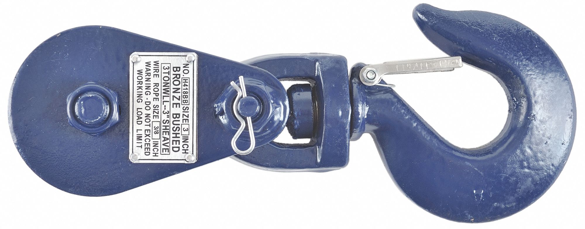 Pulley Block: Swivel, Lifting, 6, 000 lb Working Load Limit, Wire Rope, Swivel Hook
