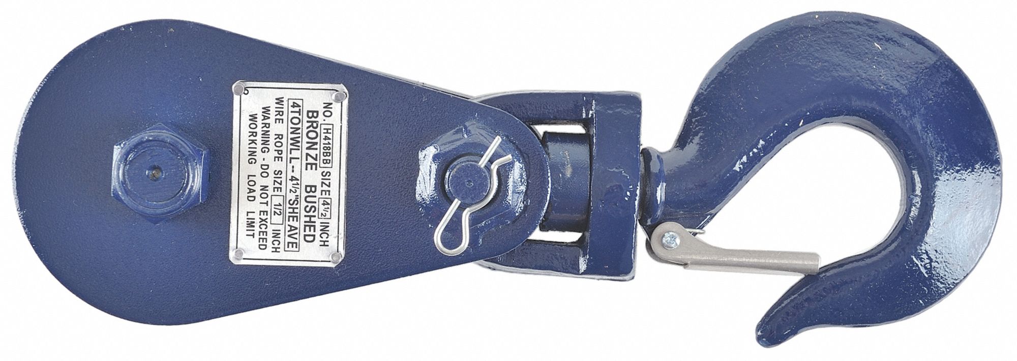 PULLEY BLOCK, SWIVEL, LIFTING, 8,000 LB WORKING LOAD LIMIT, WIRE ROPE, SWIVEL HOOK