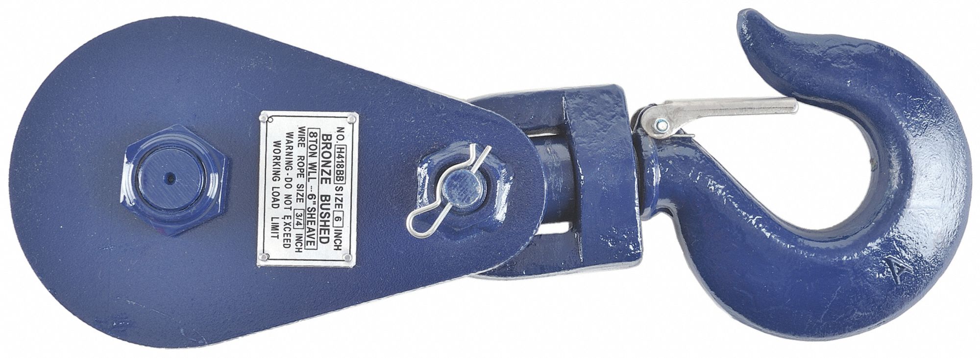 PULLEY BLOCK, SWIVEL, LIFTING, 16,000 LB WORKING LOAD LIMIT, WIRE ROPE, SWIVEL HOOK