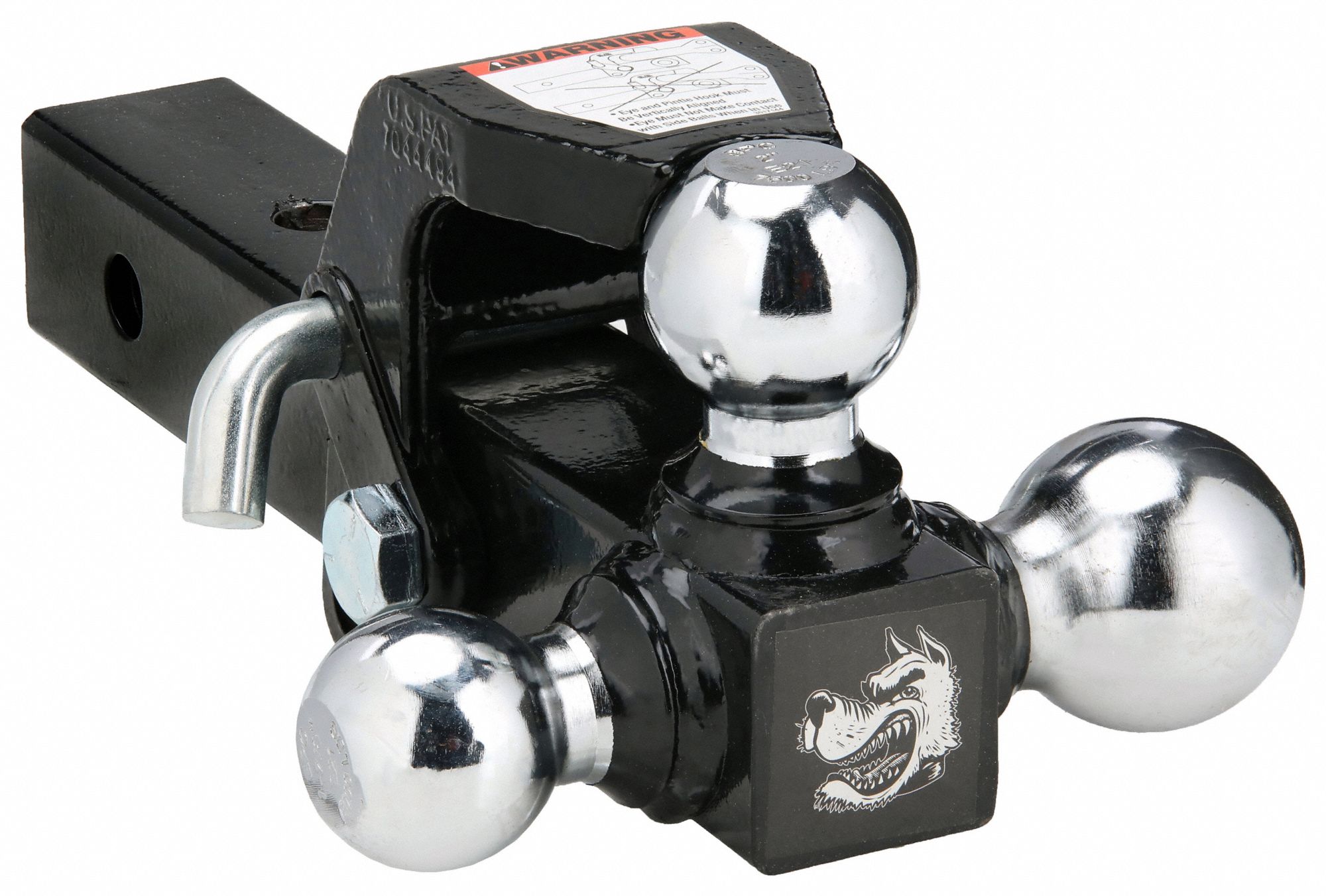 Tri-Ball Hitch with Pintle Hook for 2 Inch Hitch Receivers