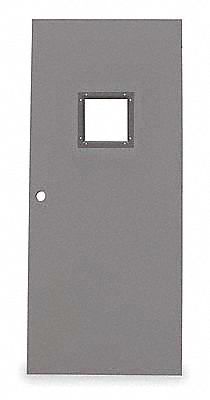 Vision Light Steel Door: Square Window, 90 min Fire Rating, 80 in Door Opening Ht, Cylindrical