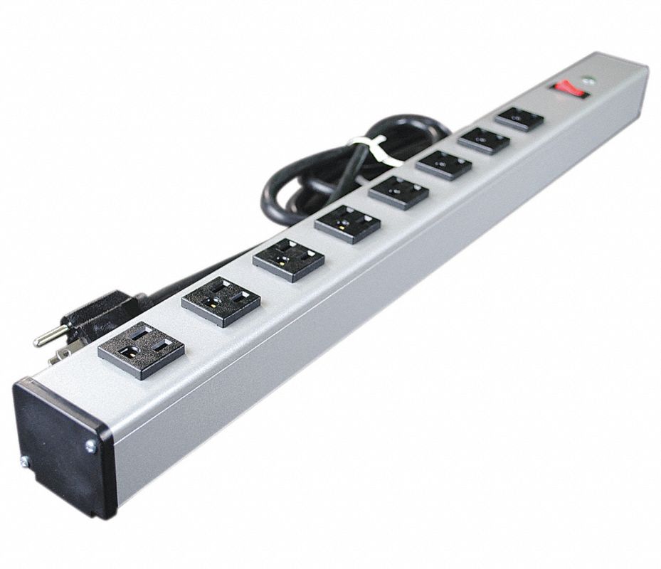 WIREMOLD Barra Multicontactos con 8 contactos Aluminio Gris Barras