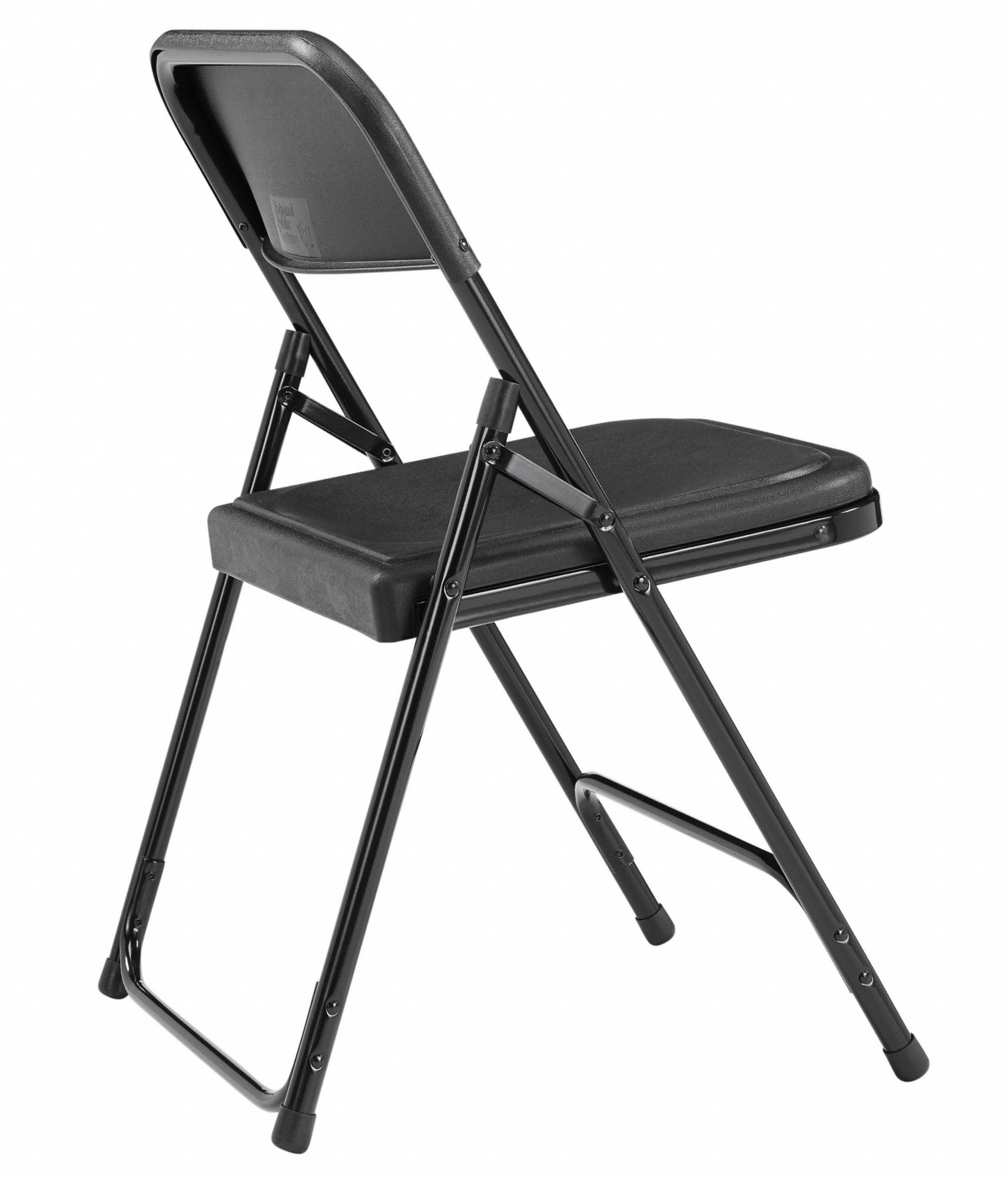 NATIONAL PUBLIC SEATING Black Steel Folding Chair with Black Seat Color