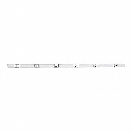 Prewired Raceway: 1 Circuits, 6 Outlets, NEMA 5-15R, 3 ft Lg, 1 5/16 in  W x 3/4 in  H, Steel, White