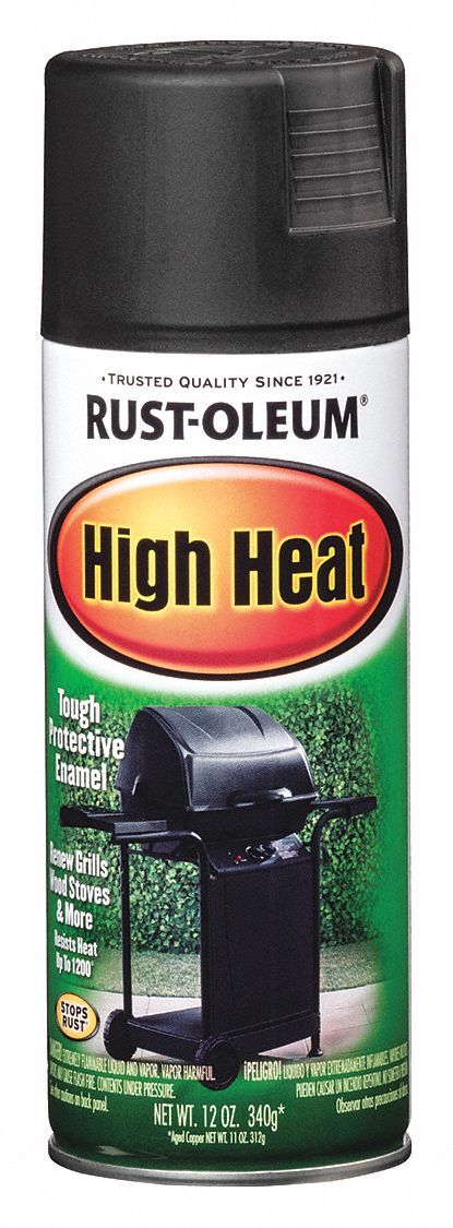 Rust Oleum High Heat Spray Paint In Satin Black For Metal Wood 12 Oz 3kyu3 7778830 Grainger