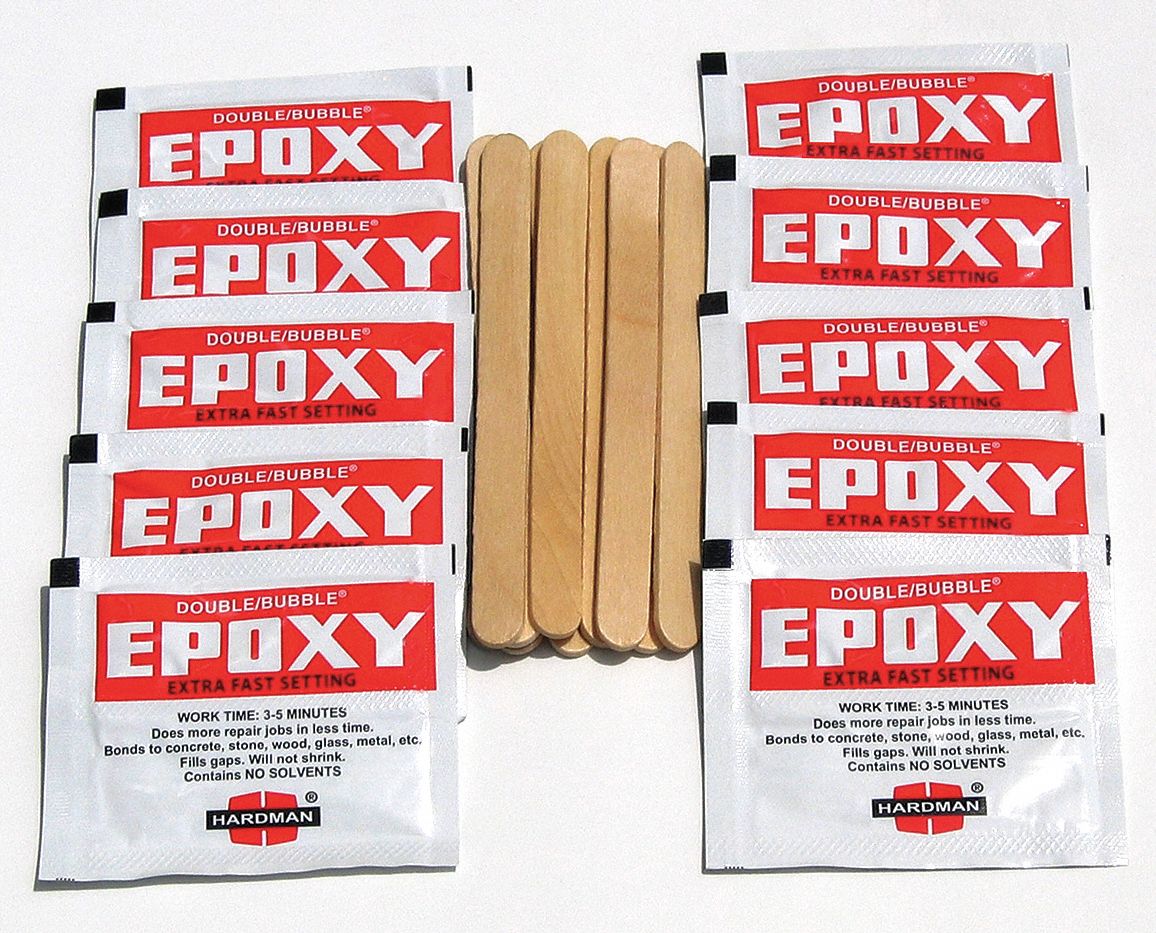 Epoxy Adhesive: Double/Bubble Extra Fast Setting, Ambient Cured, 3.5 g, Packet, 10 PK