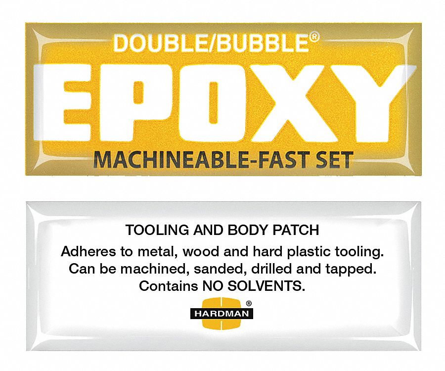 Epoxy Adhesive: Double/Bubble Machineable-Fast Set, Ambient Cured, 3.5 g, Packet, Gel, 10 PK