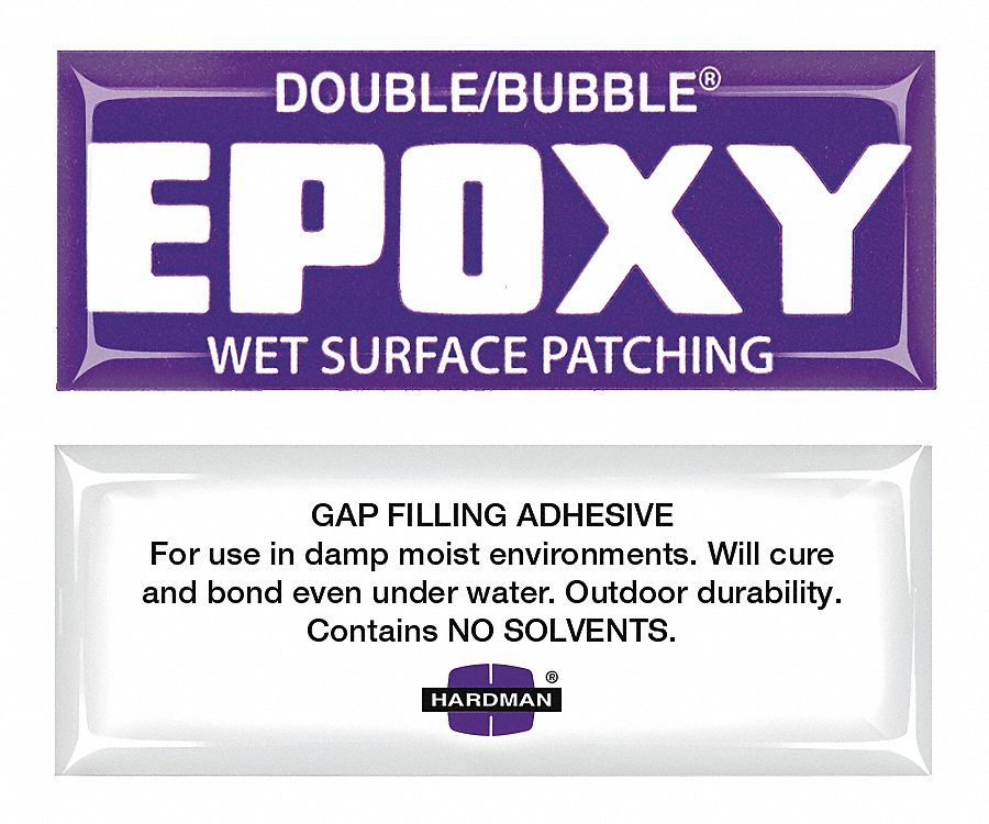Epoxy Adhesive: Double/Bubble Wet Surface Patching, Ambient Cured, 3.5 g, Packet, 10 PK