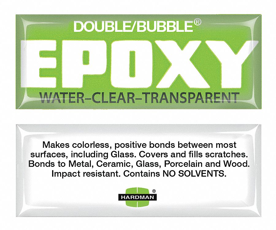 Epoxy Adhesive: Double/Bubble Water-Clear-Transparent, Ambient Cured, 3.5 g, Packet, 10 PK