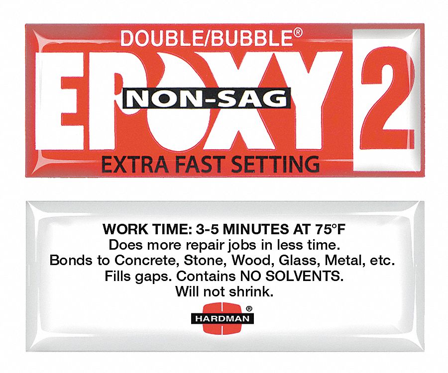 Epoxy Adhesive: Double/Bubble Non-Sag Extra Fast Setting, Ambient Cured, 3.5 g, White, 10 PK