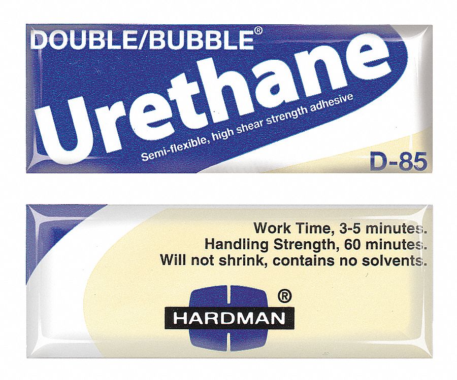 Urethane Adhesive: Double/Bubble D-85, Ambient Cure, 3.5 g, Packet, White, 10 PK