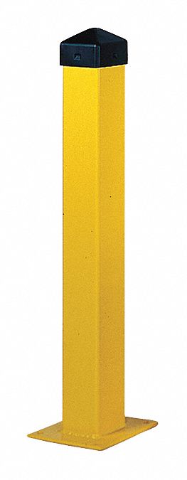 Bollard: Bolt-On, 42 in Install Ht, Carbon Steel, Yellow