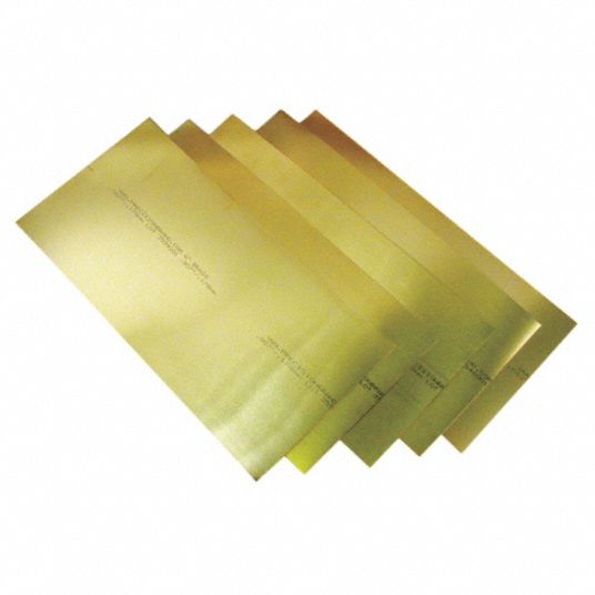 PRECISION BRAND Brass Shim Stock Sheet Assortment, 260 Grade, Thickness Range (In.) 0.001 to 0