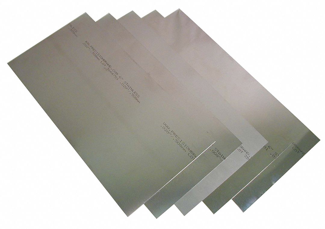 PRECISION BRAND Stainless Steel Shim Stock Sheet Assortment, 302 Grade, Thickness Range (In