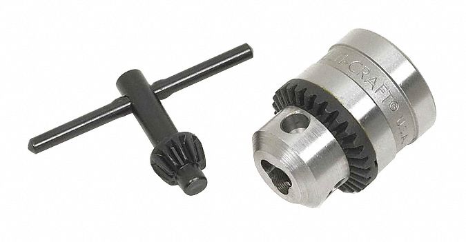 Drill Chuck: 3/8"-24, 3/64 in to 1/4 in Capacity, KG Key