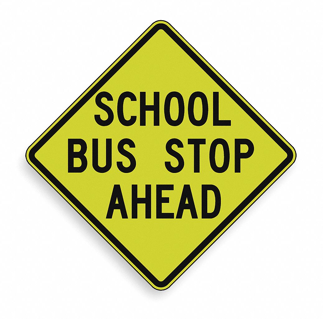 AUTHENTIC 30" x 30" SCHOOL BUS STOP AHEAD REAL ROAD TRAFFIC SIGN DOT GARAGE SHOP 