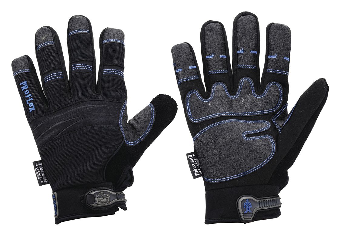 UTILITY GLOVES, THERMAL, WATERPROOF, BLACK, L, PVC PALM, AMARA SYNTHETIC LEATHER