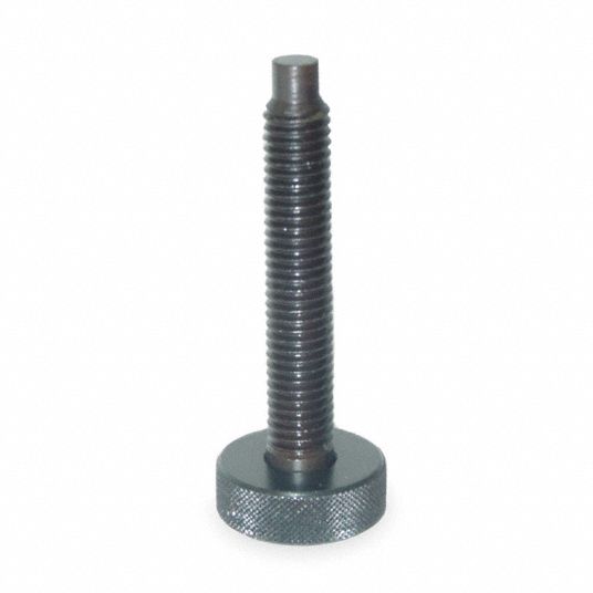 TECO DOG POINT KNURLED HEAD SCREW Knurled Head, Steel, Black Oxide, 1