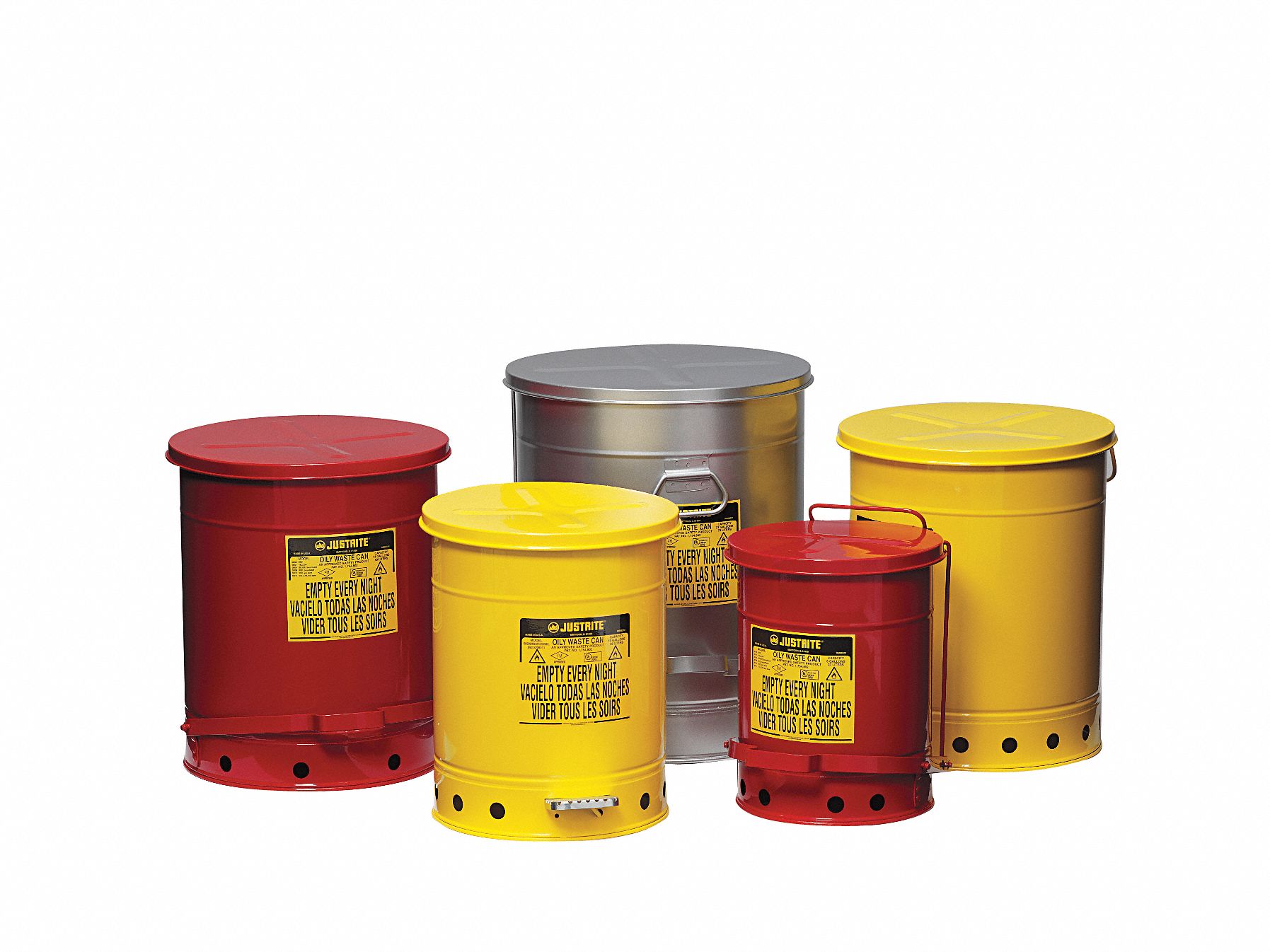 OILY WASTE CAN, 6-GALLON CAPACITY, RED, GALVANIZED STEEL, SOUNDGARD, POWDER COATED