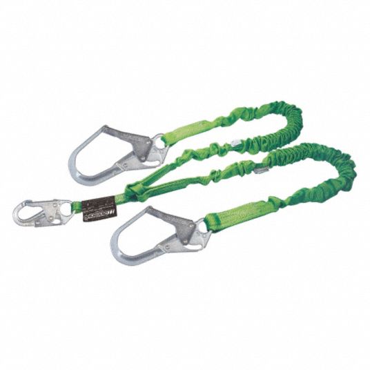 HONEYWELL MILLER Shock-Absorbing Lanyard: Tubular Webbing, Steel Snap Hook,  Steel Snap Hook, 2 Legs