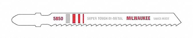 Jigsaw Blade: 8, 4 in Blade Lg, Bi-Metal, Bi-Metal, T Shank, Thick Metal, 5 Pieces, 5 PK